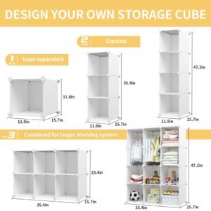 VIPZONE Baby Dresser, Kids Closet Organizers, Portable Kids Wardrobe for Closet, Bedroom, Nursery, Cubby, Cabinet, Clothes, Dress, Baby Storage Shelf, Armoire Clothes Hanging (12 Cube, White)