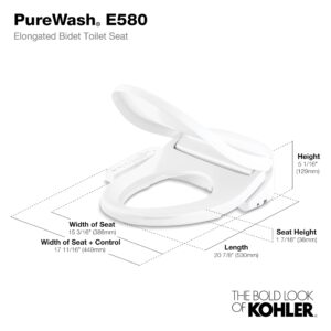 Kohler 32330-0 Purewash Bidet Toilet Seat, Elongated, White