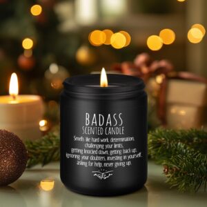 LEADO Badass Candle, Congratulations Gifts, Inspirational Gifts for Women, Men, Boss Gifts, New Job, Promotion, Sobriety Gifts - Funny Graduation, Proud of You, Sober, Christmas Birthday Gifts