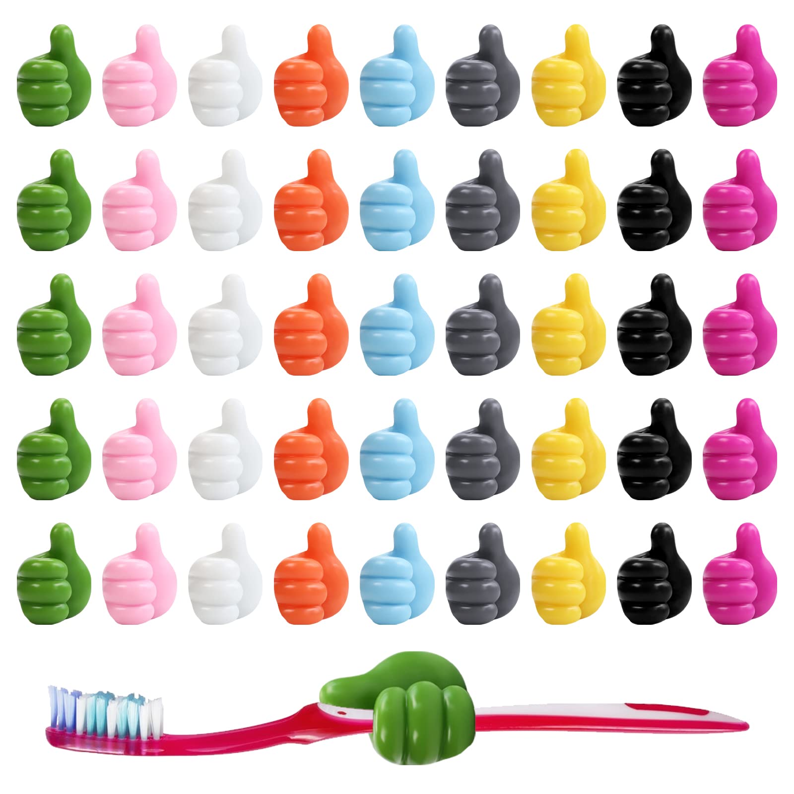 SUBANG 45 Pieces Silicone Thumb Hooks Self Adhesive Wall Decoration Hook Self Adhesive Key Hook Wall Hanger Multifunction Thumb Cable Clip