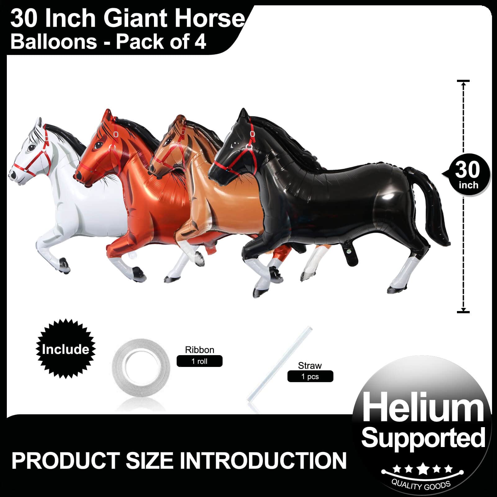 4 Pack Giant Horse Balloons Horse Themed Balloons gallant horse balloons for Horse Party Themed Birthday Party Decorations Supplies