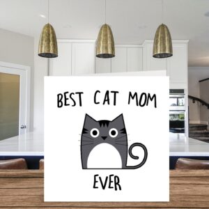 Stuff4 Birthday Cards for Mom from the Cat - Best Cat Mom Ever - Cat Birthday Card from Cat for Mom, Funny Cat Mom Gifts, 5.7 x 5.7 Inch Joke Happy Mother's Day Greeting Cards Gift for Mommy Mum Mama