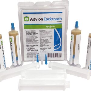 Advion Cockroach Gel Bait, 4 Tubes x 30-Grams, 4 Plungers and 4 Tips, German Roach Insect Pest Control, Indoor and Outdoor Use, Roach Killer Gel for American, German and Other Major Cockroach Species