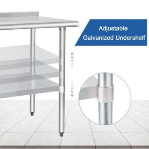 HARDURA Stainless Steel Table Prep & Work Table 24 x 30 Inches NSF Heavy Duty Commercial with Undershelf and Backsplash for Restaurant Kitchen Home and Hotel