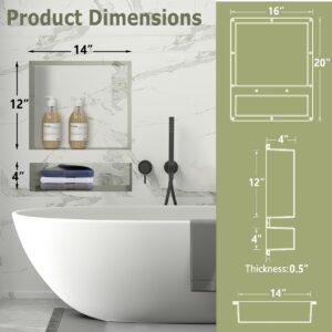 Suteck Shower Niche Double Shelf, 16-Inch Width x 20-Inch Height x 4-Inch Depth, Recessed Shower Niche Ready for Tile (Inner Size: Length 12"+4", Width 14") Niche for Shower Bathroom Storage