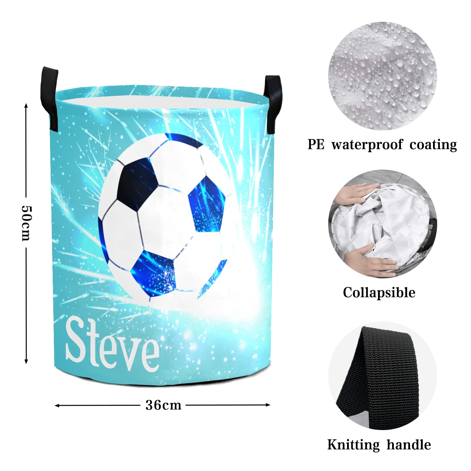 Customized Storage Basket Soccer Waterproof Coating Organizer Bin Laundry Hampers for Nursery Clothes Toys