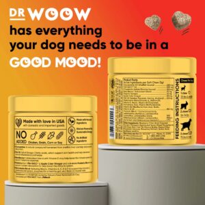 Dr Woow Multivitamins for Dogs - Everyday Vitamins for Dogs | Gut Immune Health, Joint Heart Eye Support | Dog Supplements Glucosamine Chondroitin, Digestion Probiotics, Omega 3 Fish Oil | 90 Ct