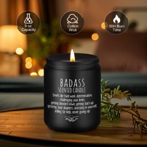 LEADO Badass Candle, Congratulations Gifts, Inspirational Gifts for Women, Men, Boss Gifts, New Job, Promotion, Sobriety Gifts - Funny Graduation, Proud of You, Sober, Christmas Birthday Gifts