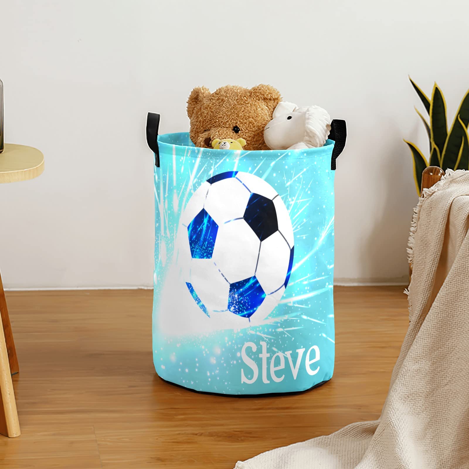 Customized Storage Basket Soccer Waterproof Coating Organizer Bin Laundry Hampers for Nursery Clothes Toys