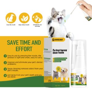 WUKALAKA Dog Breath Freshener, TeethCleaning Spray for Dogs & Cats, Pet Oral Spray Clean Teeth, Dog Dental Care Teeth Cleaning Spray, Remove & Fight Bad Breath Caused by Tartar for Dogs & Cats