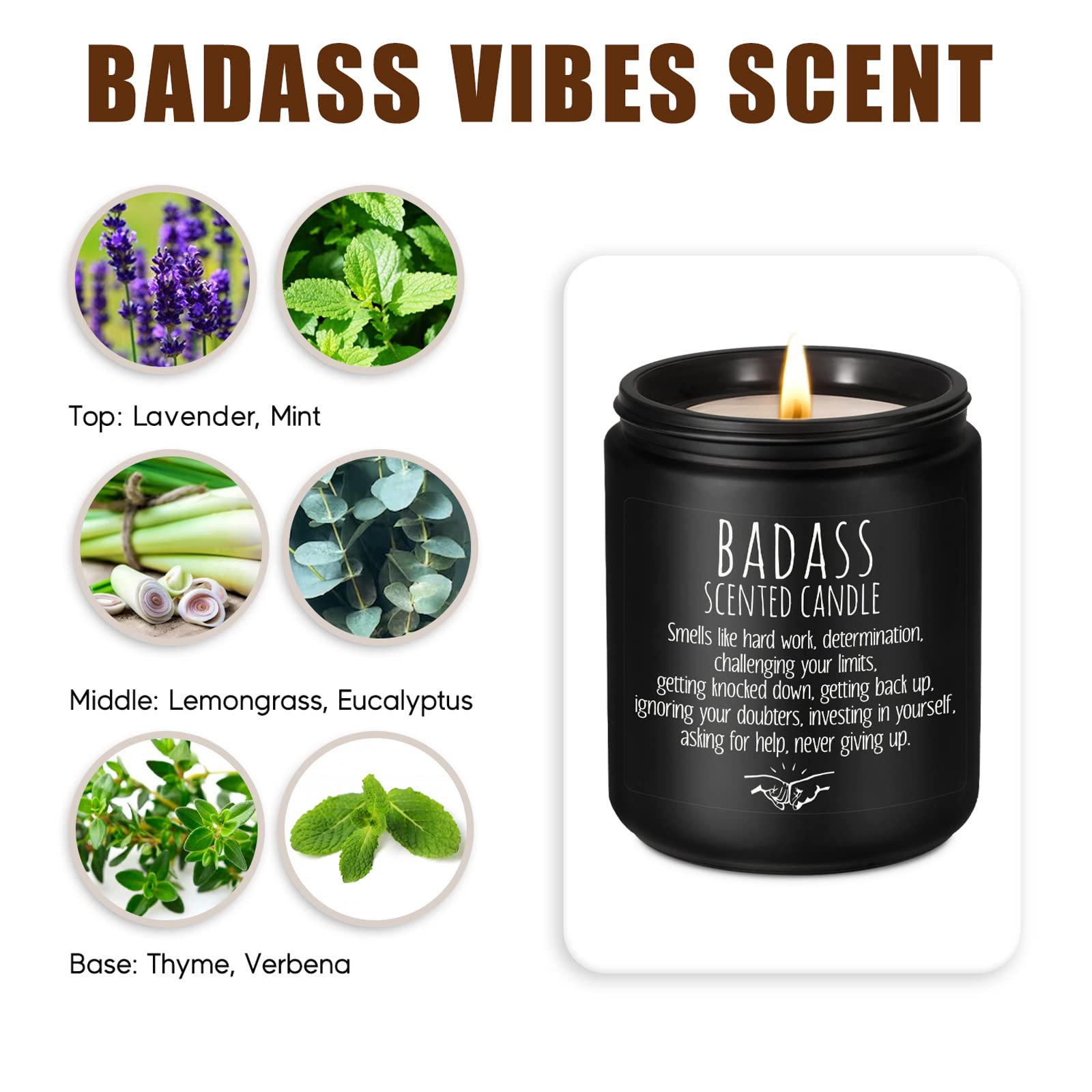 LEADO Badass Candle, Congratulations Gifts, Inspirational Gifts for Women, Men, Boss Gifts, New Job, Promotion, Sobriety Gifts - Funny Graduation, Proud of You, Sober, Christmas Birthday Gifts