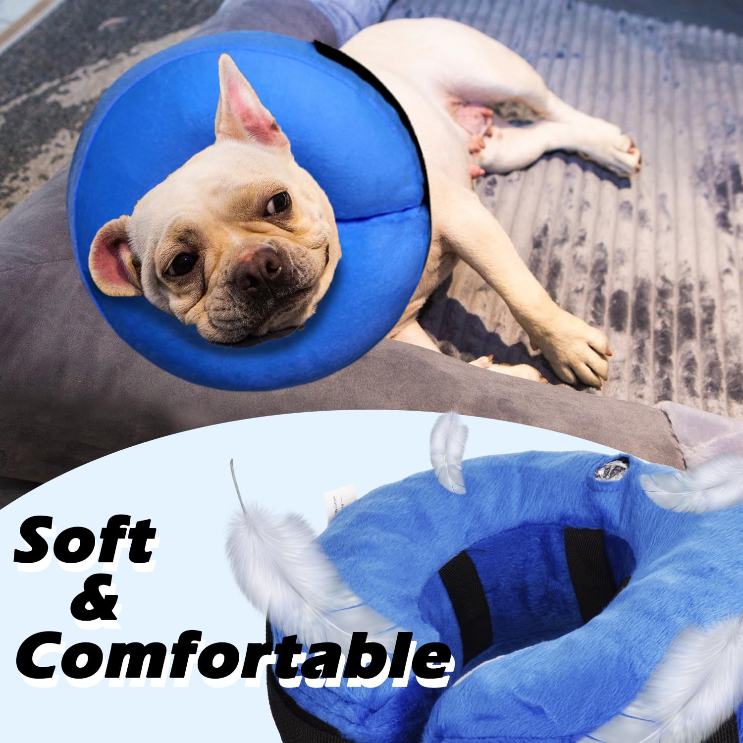 Dog Cone Collar for Small Medium Large Dogs After Surgery, Inflatable Dog Neck Donut Collar, Adjustable Dog Cone, E-Collar for Dogs Recovery, Soft Dog Cones Alternative, Protective Pet Cones for Dogs