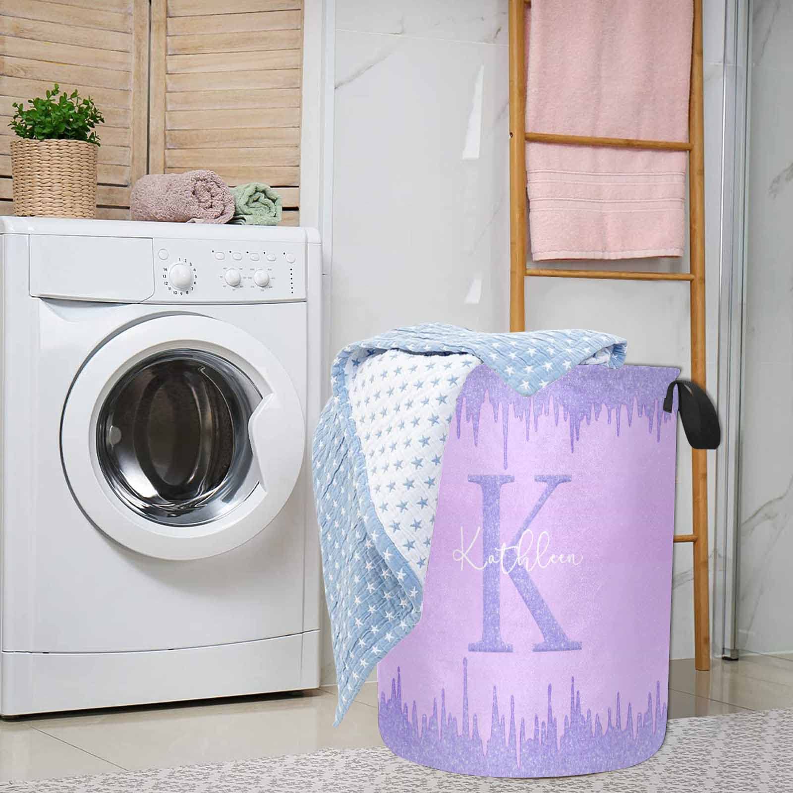 Custom Initials Name Family Name Laundry Basket for Boys Room, Purple Personalized Baseball Hampers with Names for Teens Women Men, Collapsible Dirty Clothes Baskets