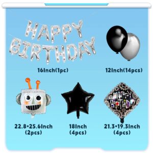 31 PCS Robot Birthday Party Supplies Robot Birthday Balloons Robot Birthday Banner Favors Cake Cupcake Decoration