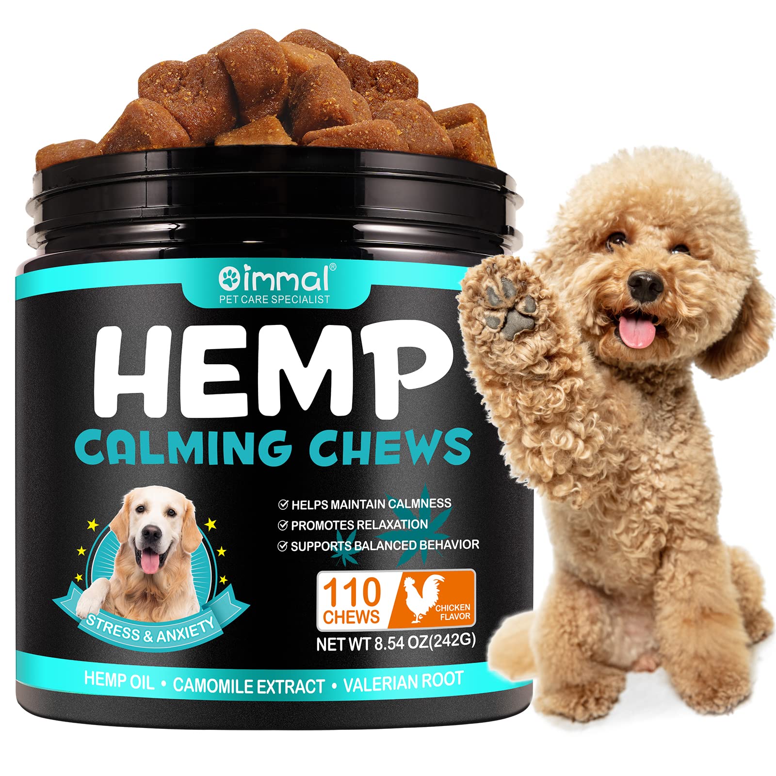 Hemp Calming Chews for Dogs, Dog Training & Behavior Aids, Dog Calming Treats, Natural Soothing Snacks Hemp + Valerian Root, Dog Anxiety Relief & Aggressive Behavior, 110PCS Calming Dog Treats