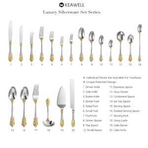 KEAWELL Luxurious 5.1-Inch Espresso Spoons Set - 6 Pieces - Mini Coffee Spoon, 18/10 Stainless Steel - Gorgeous Design with Exceptional Mirror Polished Finish (Gold Accent)