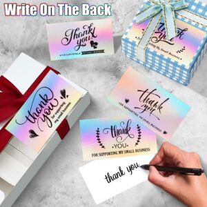 620 Pcs Thank You Cards and Stickers Set,Thank You for Supporting My Small Business Cards,Holographic Thank You Business Cards Small Business Supplies for Envelope,Wedding,Christmas Gifts,Giveaways