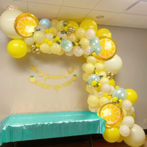 lemon baby shower decorations lemonade party main squeeze bridal shower decorations summer fruit party supplies white pastel yellow balloon garland kit