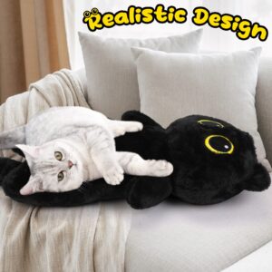 CottonStar Cat Plush Body Pillow, Cute Black Stuffed Animals Big Eyes Soft Plushies Doll Toys (Classic-unweighted)