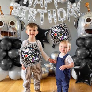 31 PCS Robot Birthday Party Supplies Robot Birthday Balloons Robot Birthday Banner Favors Cake Cupcake Decoration