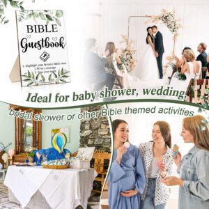 Geelin 19 Pcs Bible Wedding Guestbook Sign and Pens Set Greenery Wooden Standing Sign Bible Guest Book Sign 6 Highlighters for Bible Pages 12 Fine Point Pens for Baby Shower Bridal Shower Party