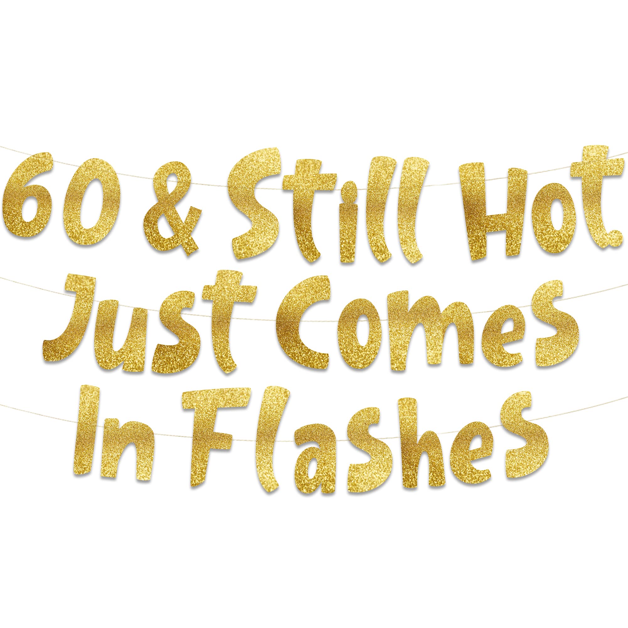 60th Birthday Gold Glitter Banner - Happy 60th Birthday Party Decorations