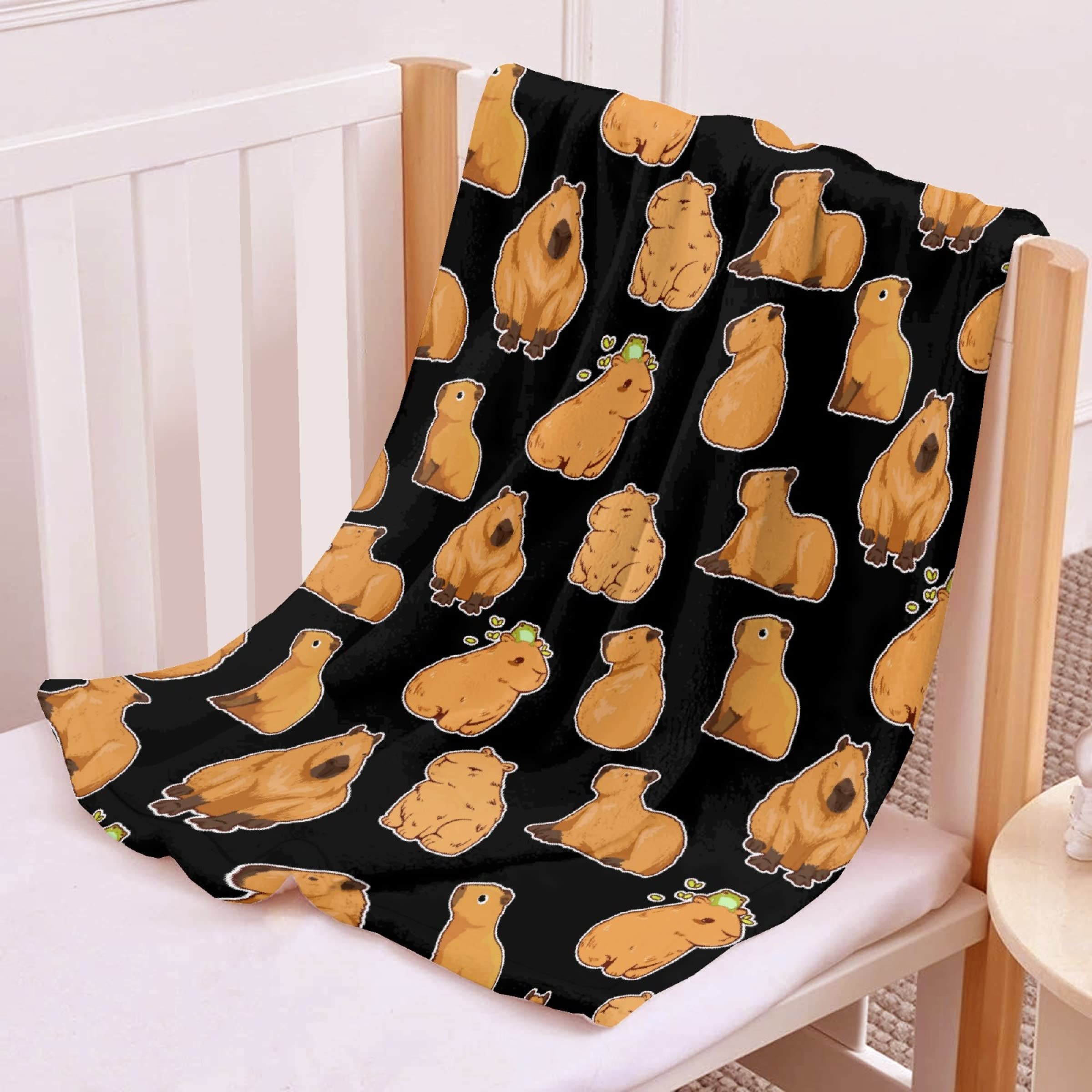 Capybaras Blanket Gift for Girls Boys Kids Animals Lovers-40x50 Inches Soft Flannel Blankets Cutes Capybara Cozy Throws Women Men, Capybaras Blanket for Couch Sofa Bedroom Camping Travel