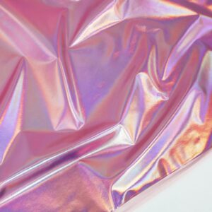 AnnyCraft Metallic Foil Stretch Fabric Hologram Spandex, for Sewing Dancewear Costumes, 58 Inch Wide, 1 Yard - Iridescent Pink