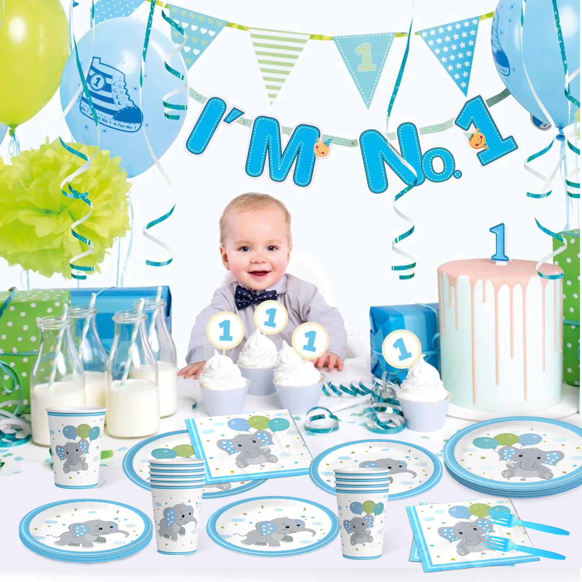 Elephant Baby Shower Decorations for Boy Baby Elephant Baby Shower Decorations Blue Elephant Plates and Napkins Elephant Boy Baby Shower Decorations