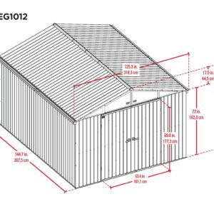 Scotts 10' x 12' Outdoor Lockable Water-Resistant Steel Storage Shed Building with Tool Hanger and Gable Roof, Green