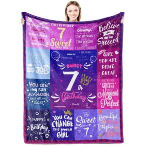 aisde 7 year old girl birthday gifts blanket 60"x50", birthday gifts for 7 year old girls, best presents for 7 year old girls, 7 year old gifts ideas, 7th birthday decorations for girls blankets