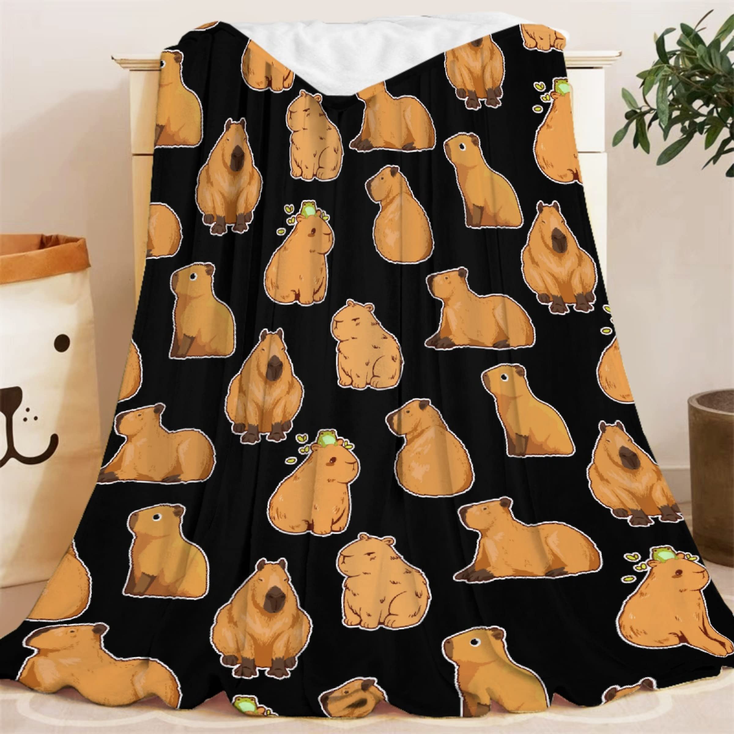 Capybaras Blanket Gift for Girls Boys Kids Animals Lovers-40x50 Inches Soft Flannel Blankets Cutes Capybara Cozy Throws Women Men, Capybaras Blanket for Couch Sofa Bedroom Camping Travel