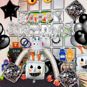 31 PCS Robot Birthday Party Supplies Robot Birthday Balloons Robot Birthday Banner Favors Cake Cupcake Decoration