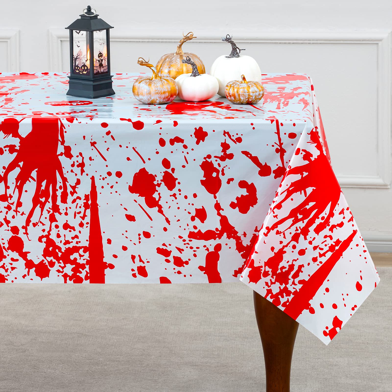 joybest 3 Pack Halloween Bloody Handprint Tablecloth - 54 x 108 Inch Waterproof Disposable Plastic Table Covers for Halloween Party Supplies Decoration, Dinner Party and Horror Theme Party