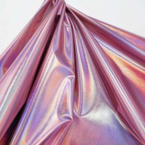 AnnyCraft Metallic Foil Stretch Fabric Hologram Spandex, for Sewing Dancewear Costumes, 58 Inch Wide, 1 Yard - Iridescent Pink