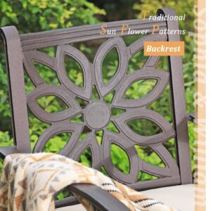 Sophia & William 7 Pieces Cast Aluminium Patio Dining Furniture Set for 6, Powder-Coating Outdoor Dining Chairs and Rectangular Table with 2.3" Umbrella Hole for Porch Backyard Deck, Bronze