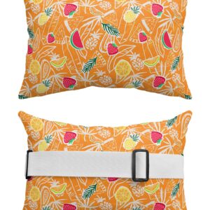 Outdoor Lumbar Pillow Set of 2, Summer Fruits Waterproof Beach Headrest Pillow with Inserts, Orange Tropical Botanical Recliner Throw Pillow Cushion for Patio Furniture, 11" x 16"