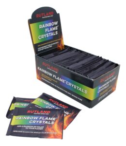 rutland rainbow flame crystals packets, non-plastic & environmentally friendly packets, case of 25