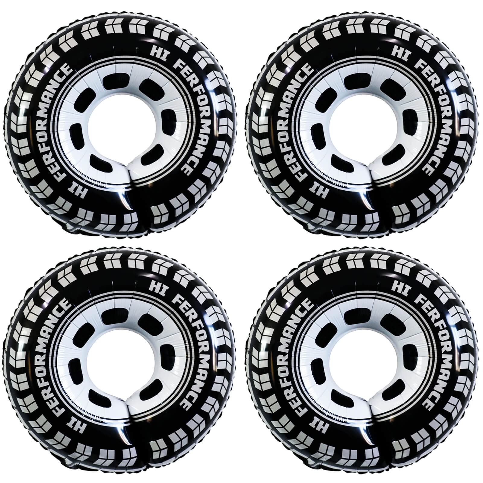 4 Pack Wheel Balloons 25 Inch Racing Car Tire Balloons Helium Foil Mylar Black and White Racing Balloons for Black&White Themed Birthday Baby Shower Ceremonies Parties Decorations Supplies