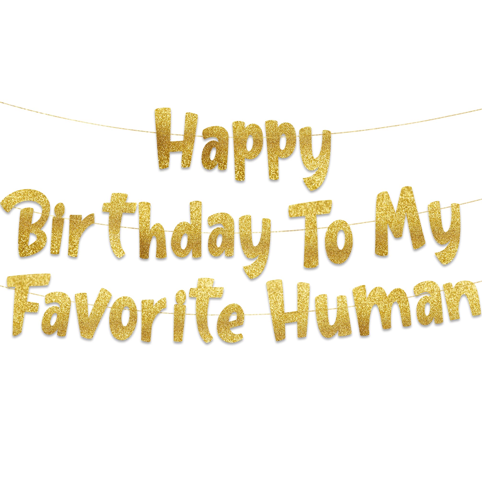 Happy Birthday To My Favorite Human - Funny Birthday Gold Glitter Banner – Birthday Party Supplies, Ideas, Gifts and Decorations