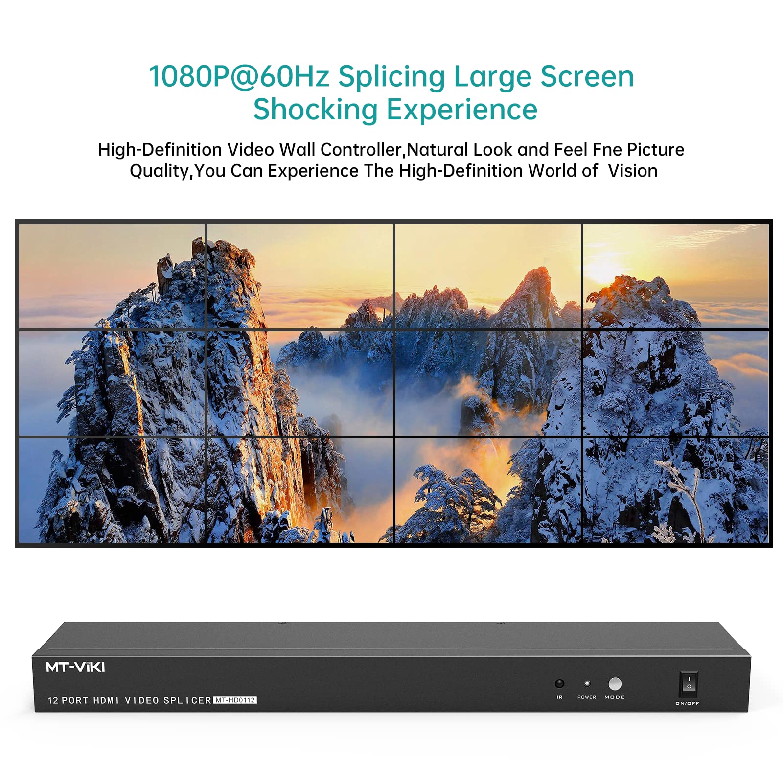 MT-VIKI 4x3 Video Wall Controller 3x3, Support 1080p 60Hz HDMI Output and 1 Input for 12 TV Splicing Display, 12 Channel Video Wall Processor