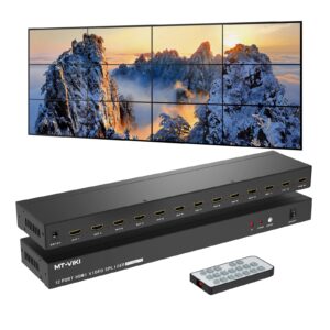 mt-viki 4x3 video wall controller 3x3, support 1080p 60hz hdmi output and 1 input for 12 tv splicing display, 12 channel video wall processor