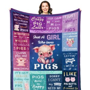 Solzien Pig Blanket 60"X50", Pig Gifts for Pig Lovers Women, Pig Gifts for Girls, Pig Decor for Pig Lovers, Cute Throw Pig Blanket, Pigs in A Blanket, Pig Themed Gifts, Just A Girl Who Loves Pigs