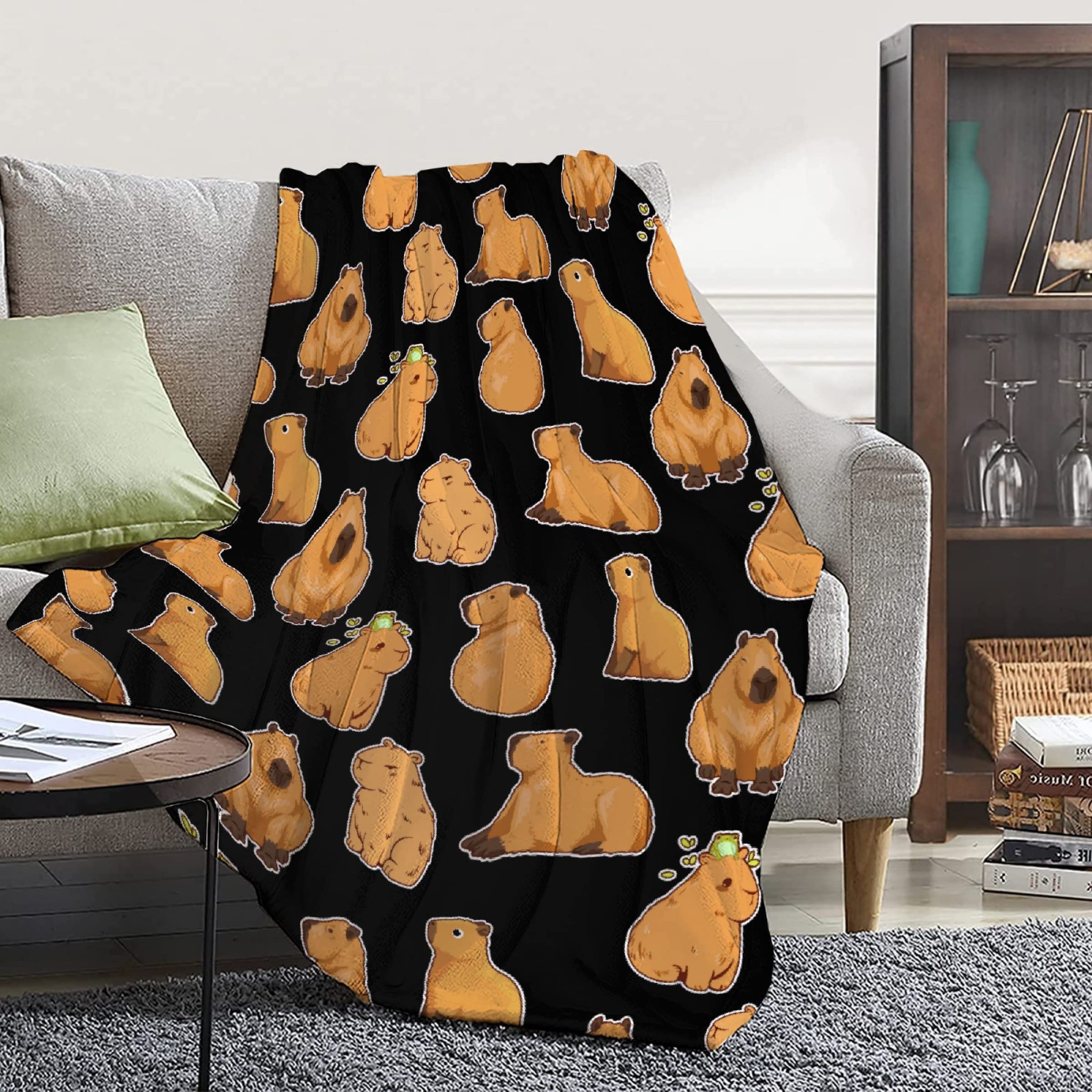 Capybaras Blanket Gift for Girls Boys Kids Animals Lovers-40x50 Inches Soft Flannel Blankets Cutes Capybara Cozy Throws Women Men, Capybaras Blanket for Couch Sofa Bedroom Camping Travel