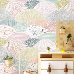 Toduso Peel and Stick Wallpaper Dot/Line Contact Paper Pink Wallpaper 15.5''x78.7'' Removable Self-Adhesive Wallpaper Room Decor Wall Covering Vinyl Rolls