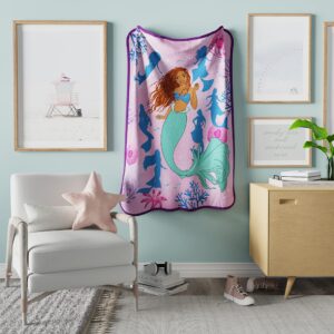 Franco Disney Princess Ariel The Little Mermaid Live Action Movie Kids Bedding Super Soft Plush Micro Raschel Throw, 46 in x 60 in, (Official Licensed Product)