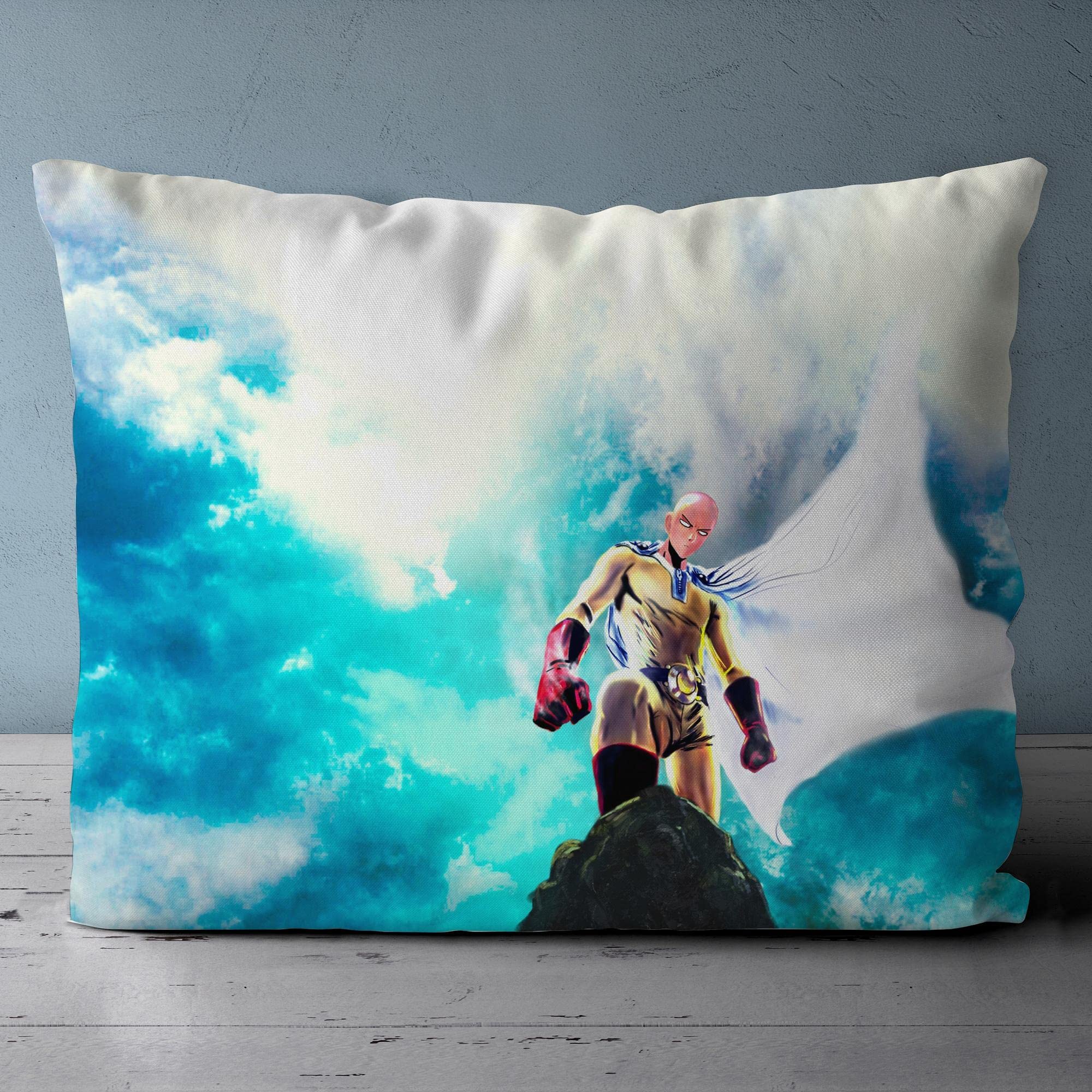 NICHIYOBI Punch Hero Anime Saitama Bareheaded Duvet Cover Set 3D Bedding Comforter Cover 3 Pcs (1 Duvet Cover+2 Pillowcases) Bedding Set (10,Twin-68x86in+20x30in*2)