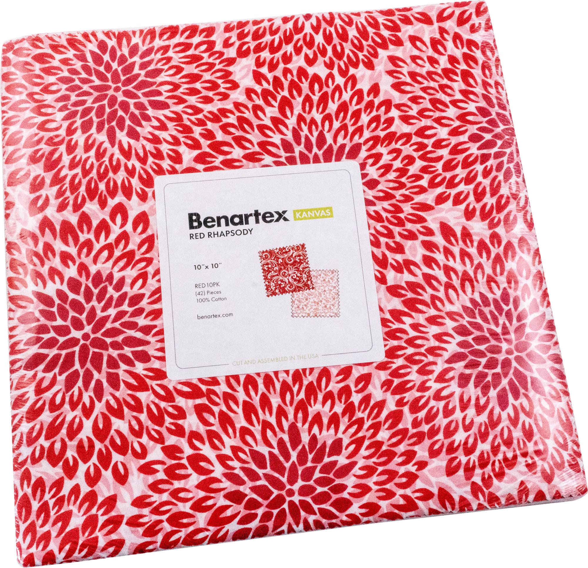 Kanvas Studio Red Rhapsody 10X10 Pack 42 10-inch Squares Layer Cake Benartex