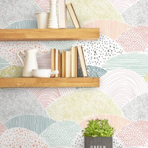 Toduso Peel and Stick Wallpaper Dot/Line Contact Paper Pink Wallpaper 15.5''x78.7'' Removable Self-Adhesive Wallpaper Room Decor Wall Covering Vinyl Rolls