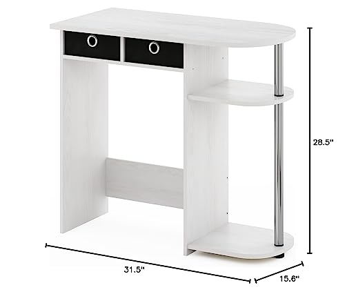 Furinno Go Green Home Laptop Notebook Computer Desk/Table with 2 Drawer Bins, White Oak/Chrome